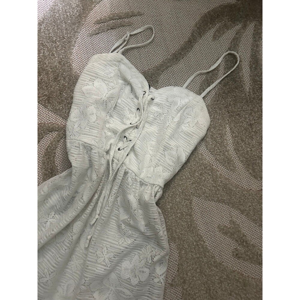 White Lace Tie Front Fishbowl Mini Dress